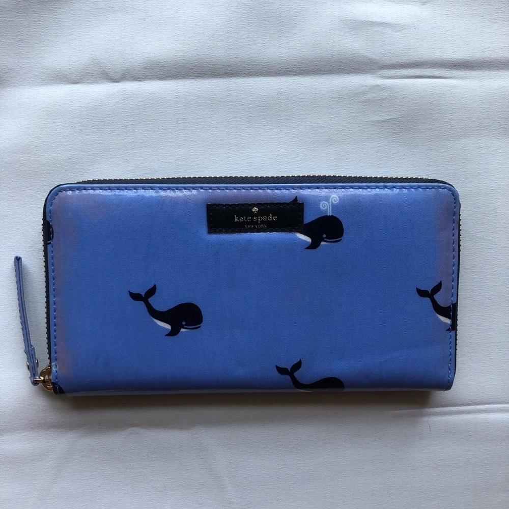 Kate Spade zip around blue whale wallet